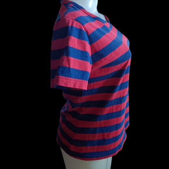 Vintage Women's Medium T-shirt Single Stitch 1970's Striped Butterfly Patch boho - Picture 5 of 7